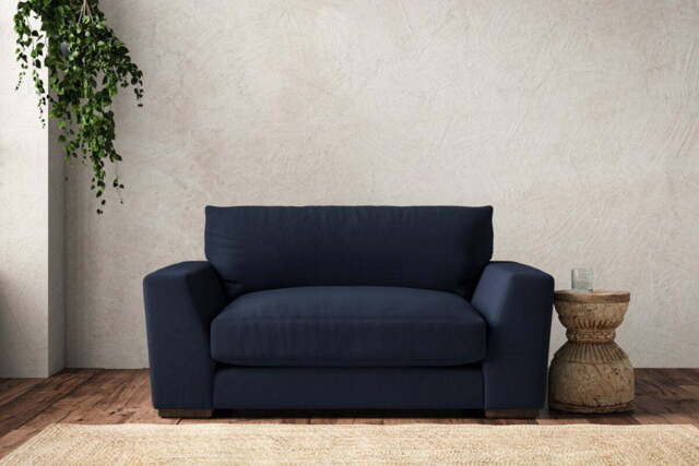 nkuku Guddu Love Seat - Make To Order - Brera Linen Indigo - No Colour