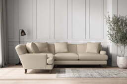 nkuku Deni Large Left Hand Corner Sofa - Make To Order - Recycled Cotton Stone - No Colour