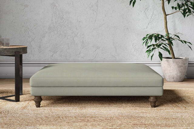 nkuku Marri Dining Footstool - Make To Order - Grand - Recycled Cotton Seaspray