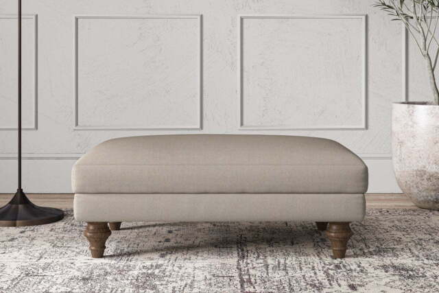 nkuku Deni Dining Footstool - Make To Order - Medium - Recycled Cotton Flax