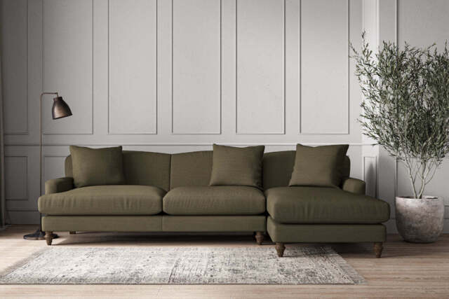 nkuku Deni Right Hand Chaise Sofa - Make To Order - Grand - Recycled Cotton Fatigue