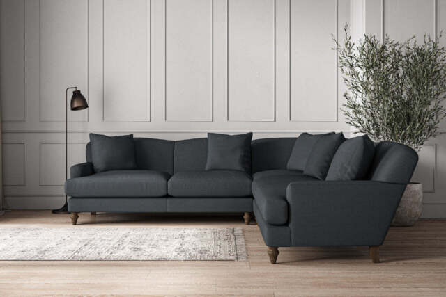 nkuku Deni Corner Sofa - Make To Order - Large - Recycled Cotton Thunder