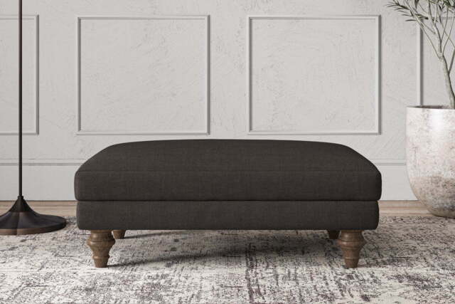 nkuku Deni Dining Footstool - Make To Order - Medium - Brera Linen Espresso
