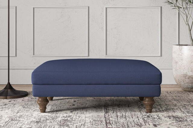 nkuku Deni Dining Footstool - Make To Order - Medium - Recycled Cotton Navy