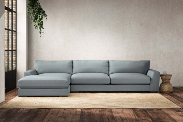 nkuku Guddu Left Hand Chaise Sofa - Make To Order - Grand - Recycled Cotton Horizon