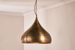 nkuku Quinn Statement Hammered Metal Pendant - Lights - Large - Antique Brass