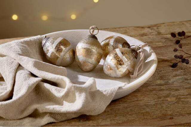nkuku Viti Baubles Set Of 4 - Christmas Decorations - Gold