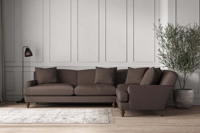 nkuku Deni Right Hand Corner Sofa - Make To Order - Grand - Recycled Cotton Mocha