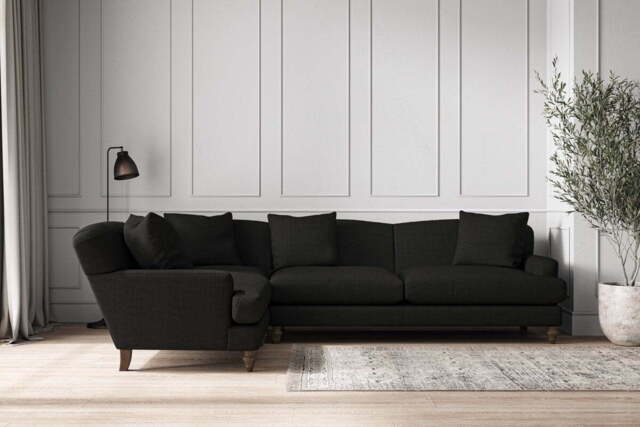 nkuku Deni Left Hand Corner Sofa - Make To Order - Grand - Brera Linen Charcoal