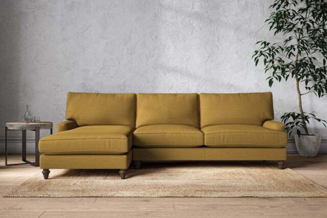 nkuku Marri Left Hand Chaise Sofa - Make To Order - Grand - Recycled Cotton Ochre