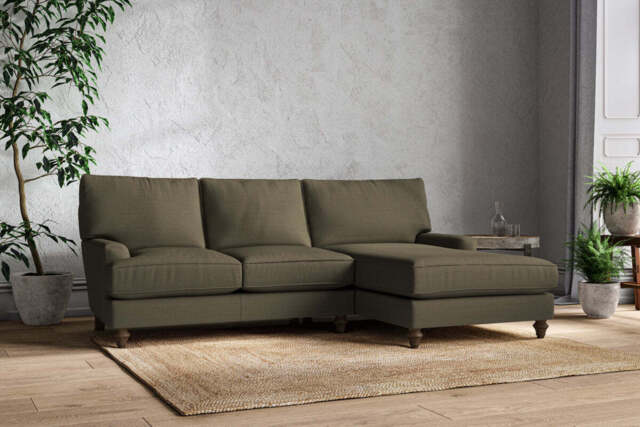 nkuku Marri Right Hand Chaise Sofa - Make To Order - Large - Recycled Cotton Fatigue