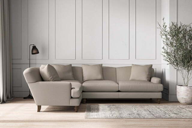 nkuku Deni Left Hand Corner Sofa - Make To Order - Large - Recycled Cotton Flax