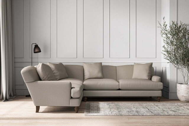 nkuku Deni Left Hand Corner Sofa - Make To Order - Super Grand - Recycled Cotton Flax