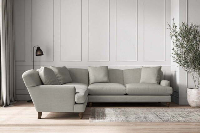 nkuku Deni Left Hand Corner Sofa - Make To Order - Super Grand - Brera Linen Smoke