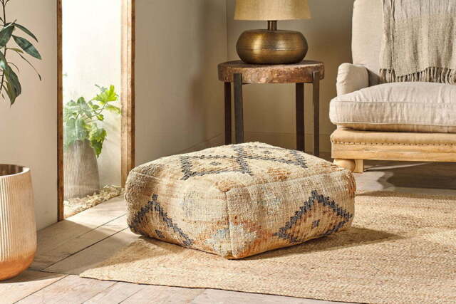 nkuku Kesu Kilim Pouf - Seating - Large - Natural