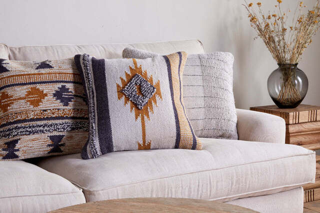 nkuku Tussi Mara Cushion Cover - Textiles - Mustard/Grey - 50 x 50 cm