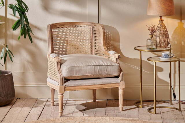 nkuku Kaziria Cane & Linen Armchair - Seating - One Size - Natural