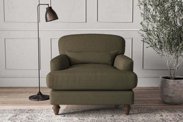 nkuku Deni Armchair - Make To Order - Recycled Cotton Moss - No Colour