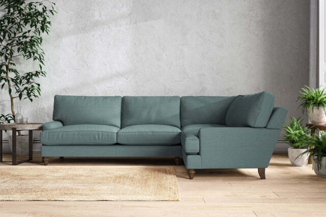 nkuku Marri Right Hand Corner Sofa - Make To Order - Grand - Recycled Cotton Airforce