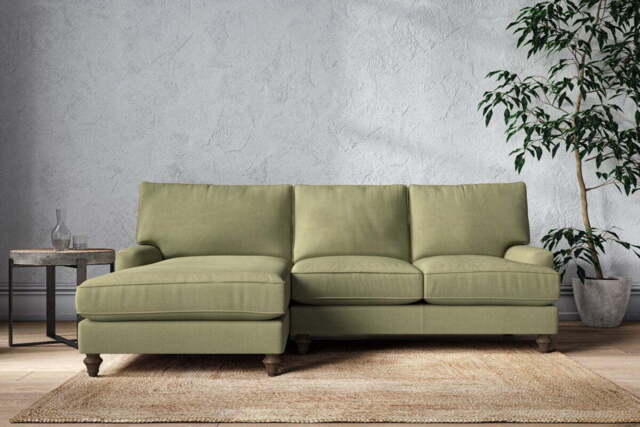 nkuku Marri Left Hand Chaise Sofa - Make To Order - Large - Brera Linen Sage