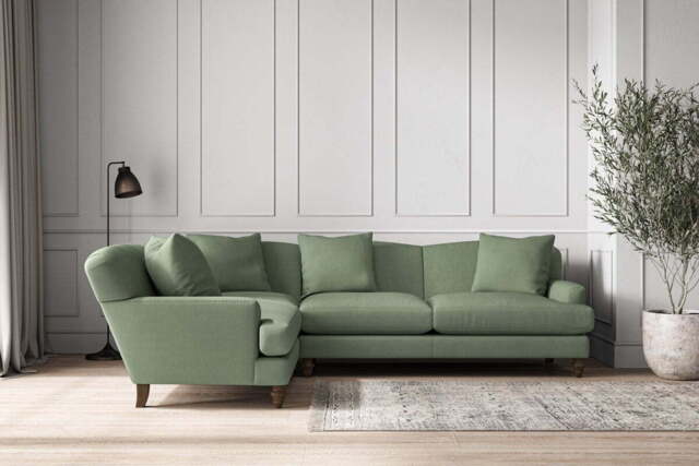 nkuku Deni Large Left Hand Corner Sofa - Make To Order - Brera Linen Jade - No Colour