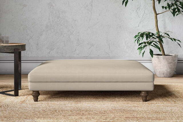 nkuku Marri Dining Footstool - Make To Order - Grand - Recycled Cotton Stone