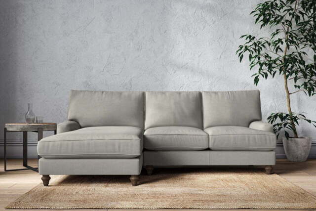 nkuku Marri Left Hand Chaise Sofa - Make To Order - Large - Brera Linen Smoke