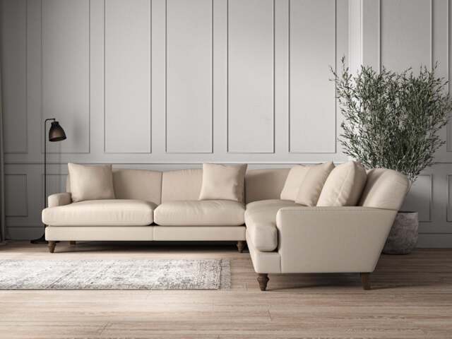 nkuku Deni Corner Sofa - Make To Order - Grand - Recycled Cotton Natural