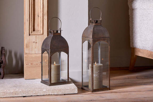 nkuku Nivas Lantern - Candles Holders & Lanterns - Small - Antique Brass