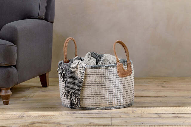 nkuku Anjuli Jute & Cotton Basket - Storage - One Size - Off White & Black