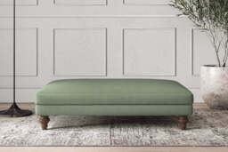 nkuku Deni Large Dining Footstool - Make To Order - Brera Linen Jade - No Colour