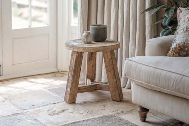 nkuku Ibo Reclaimed Wood Round Side Table - Tables - One Size - Natural