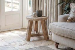 nkuku Ibo Reclaimed Wood Round Side Table - Tables - One Size - Natural