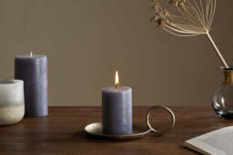 nkuku Rustic Soy Blend Mini Pillar Candle - Candles & Home Fragrance - Charcoal - Mini 8 x 7 cm