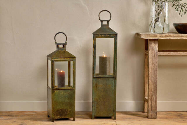 nkuku Asharu Lantern - Candles Holders & Lanterns - Small - Antique Patina