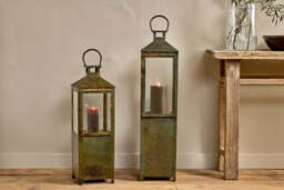 nkuku Asharu Lantern - Candles Holders & Lanterns - Small - Antique Patina