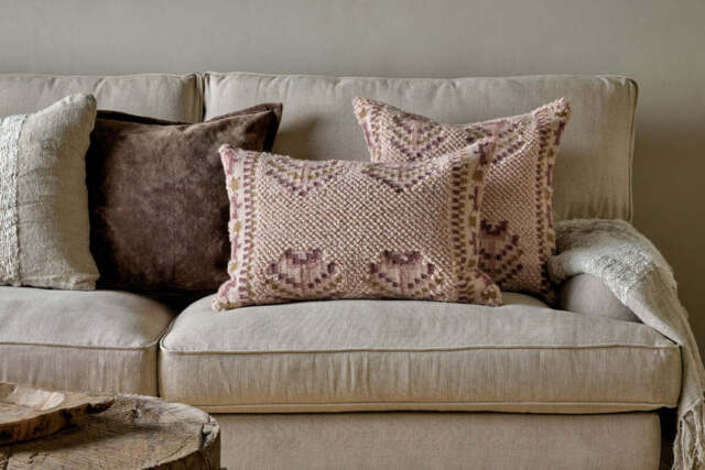 nkuku Kandy Wool & Cotton Cushion Cover - Textiles - Dusty Pink - 60 x 40 cm