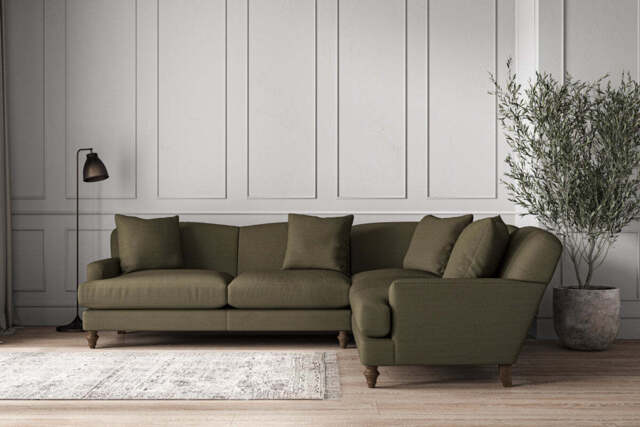 nkuku Deni Right Hand Corner Sofa - Make To Order - Super Grand - Recycled Cotton Fatigue