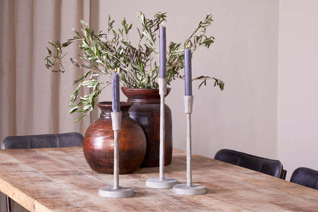 nkuku Inigo Candle Holder - Candles Holders & Lanterns - Small - Aged Zinc