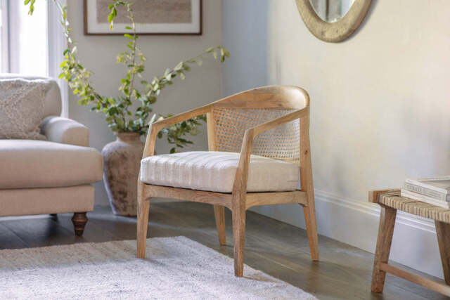 nkuku Nabhi Mango Wood & Cane Occasional Dining Chair - Seating - One Size - Natural