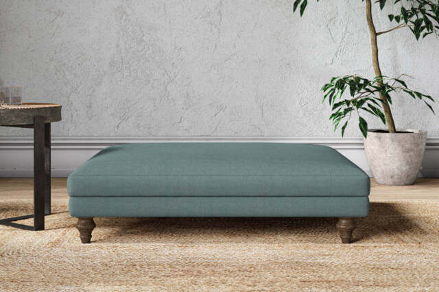 nkuku Marri Dining Footstool - Make To Order - Grand - Recycled Cotton Airforce