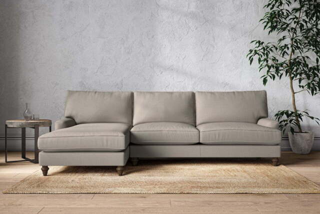 nkuku Marri Left Hand Chaise Sofa - Make To Order - Grand - Recycled Cotton Flax