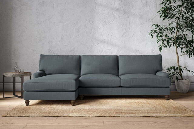 nkuku Marri Left Hand Chaise Sofa - Make To Order - Grand - Brera Linen Dusk