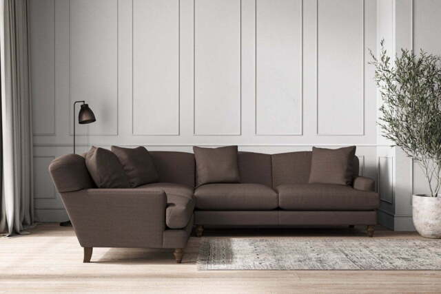 nkuku Deni Left Hand Corner Sofa - Make To Order - Super Grand - Recycled Cotton Mocha