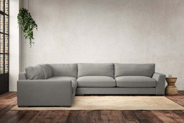 nkuku Guddu Left Hand Corner Sofa - Make To Order - Grand - Brera Linen Smoke