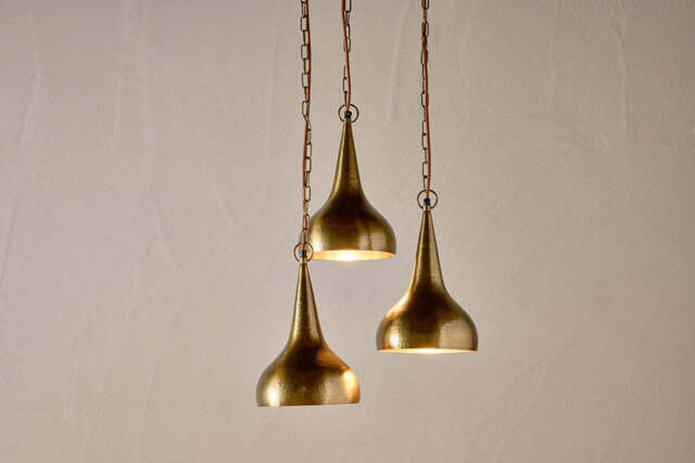 nkuku Quinn Hammered Metal Cluster Lamp - Lights - One Size - Antique Brass