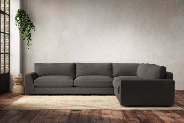 nkuku Guddu Right Hand Corner Sofa - Make To Order - Grand - Brera Linen Granite