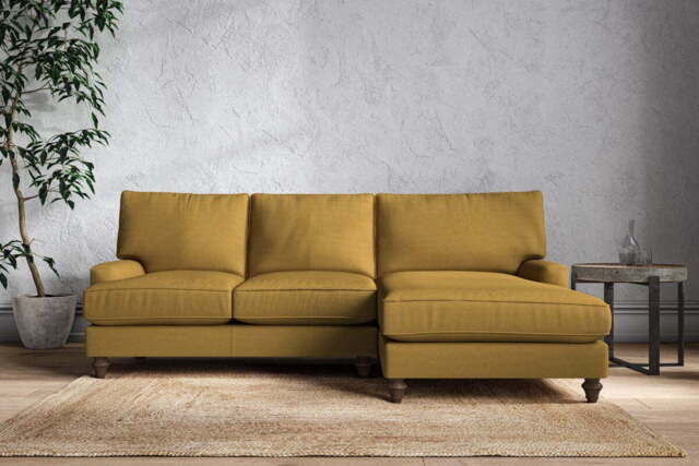 nkuku Marri Large Right Hand Chaise Sofa - Make To Order - Recycled Cotton Ochre - No Colour