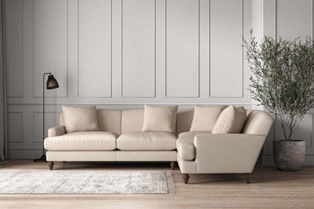 nkuku Deni Right Hand Corner Sofa - Make To Order - Large - Recycled Cotton Natural