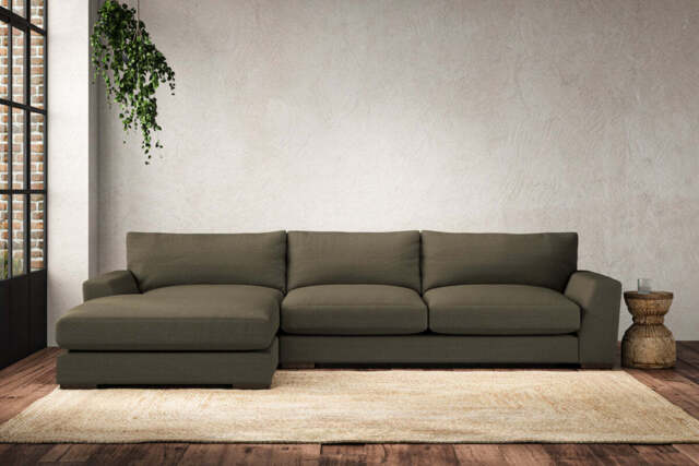 nkuku Guddu Left Hand Chaise Sofa - Make To Order - Large - Recycled Cotton Fatigue